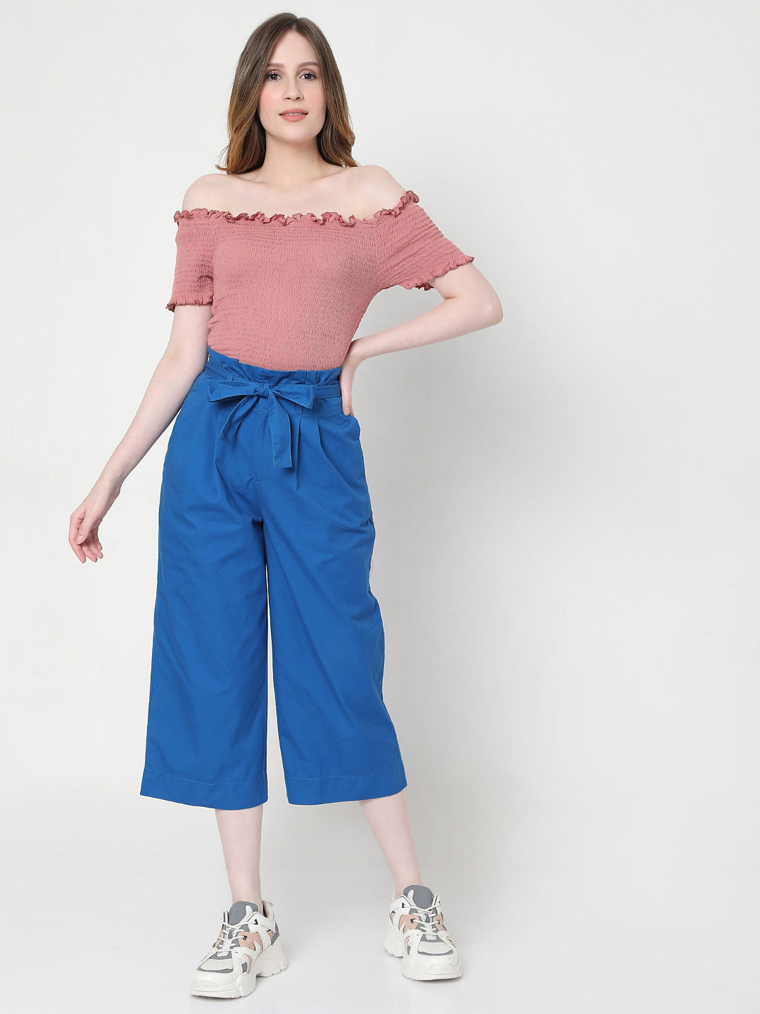 Blue Tie Up Culottes