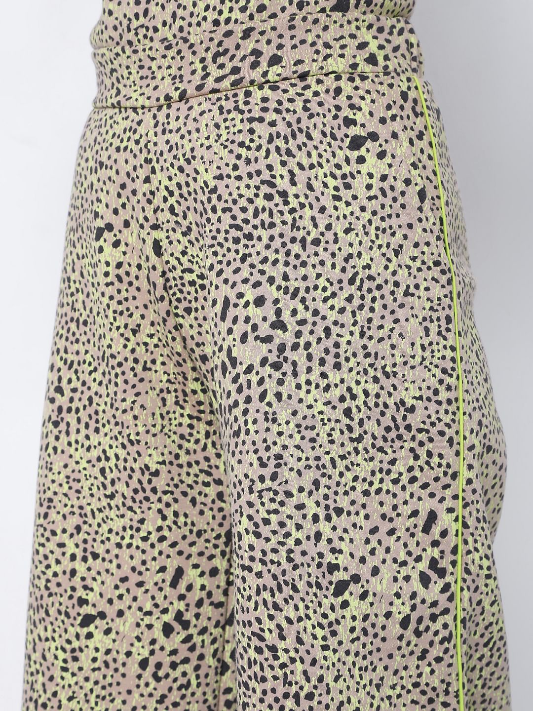 Beige Animal Print Co-Ord Pants