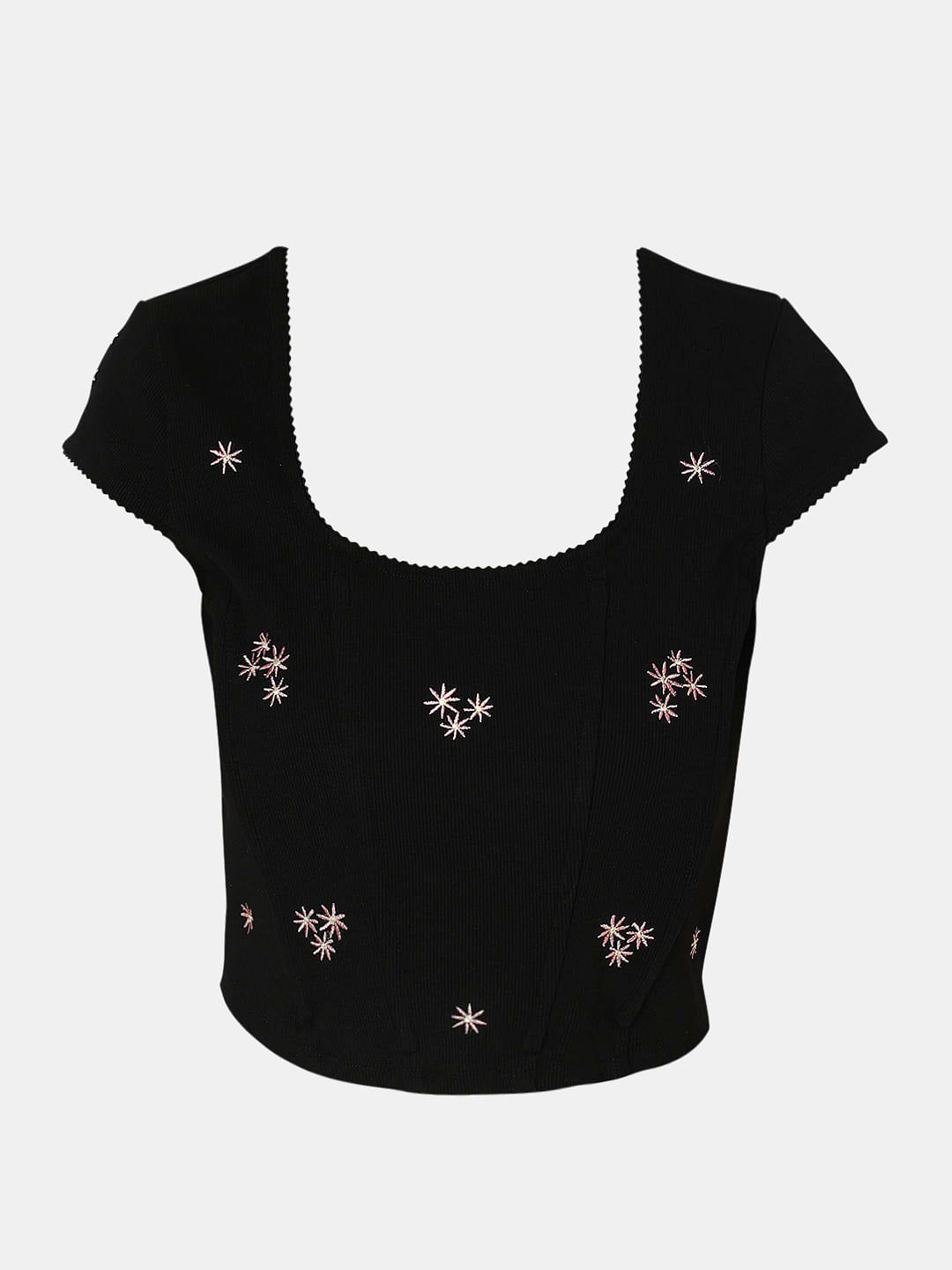 Black Textured Corset Top