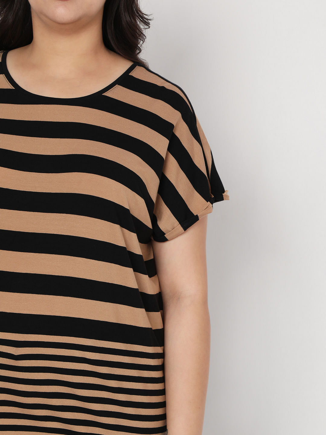 Curve Black Striped T-Shirt
