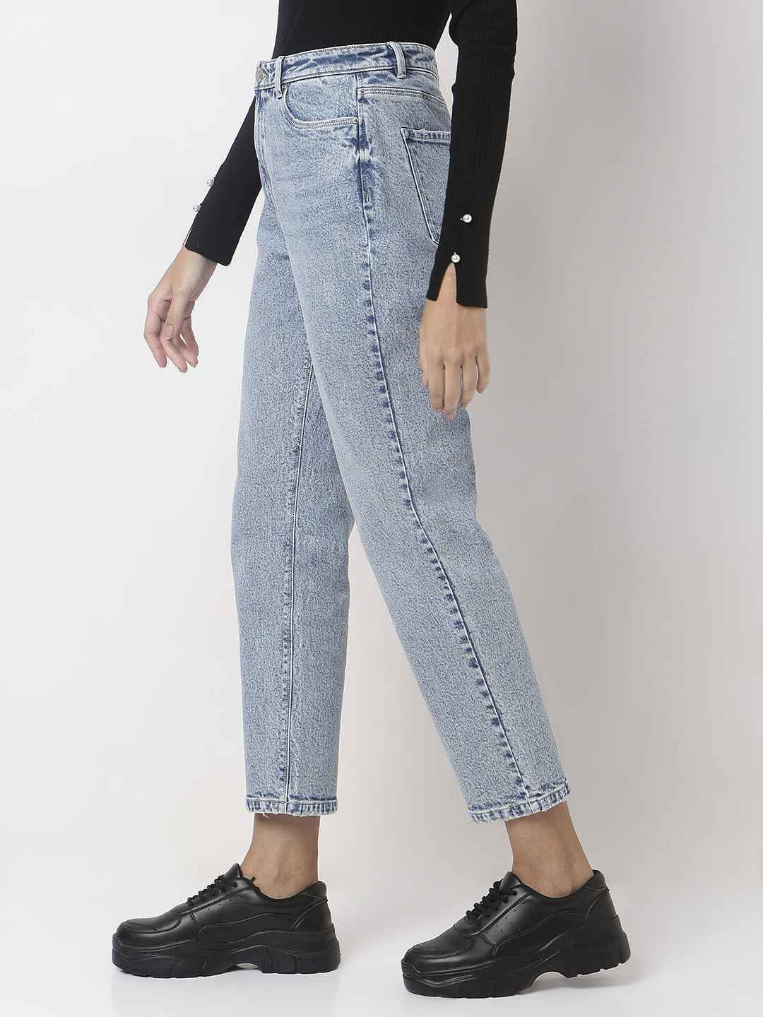 Light Blue High Rise Mom Jeans