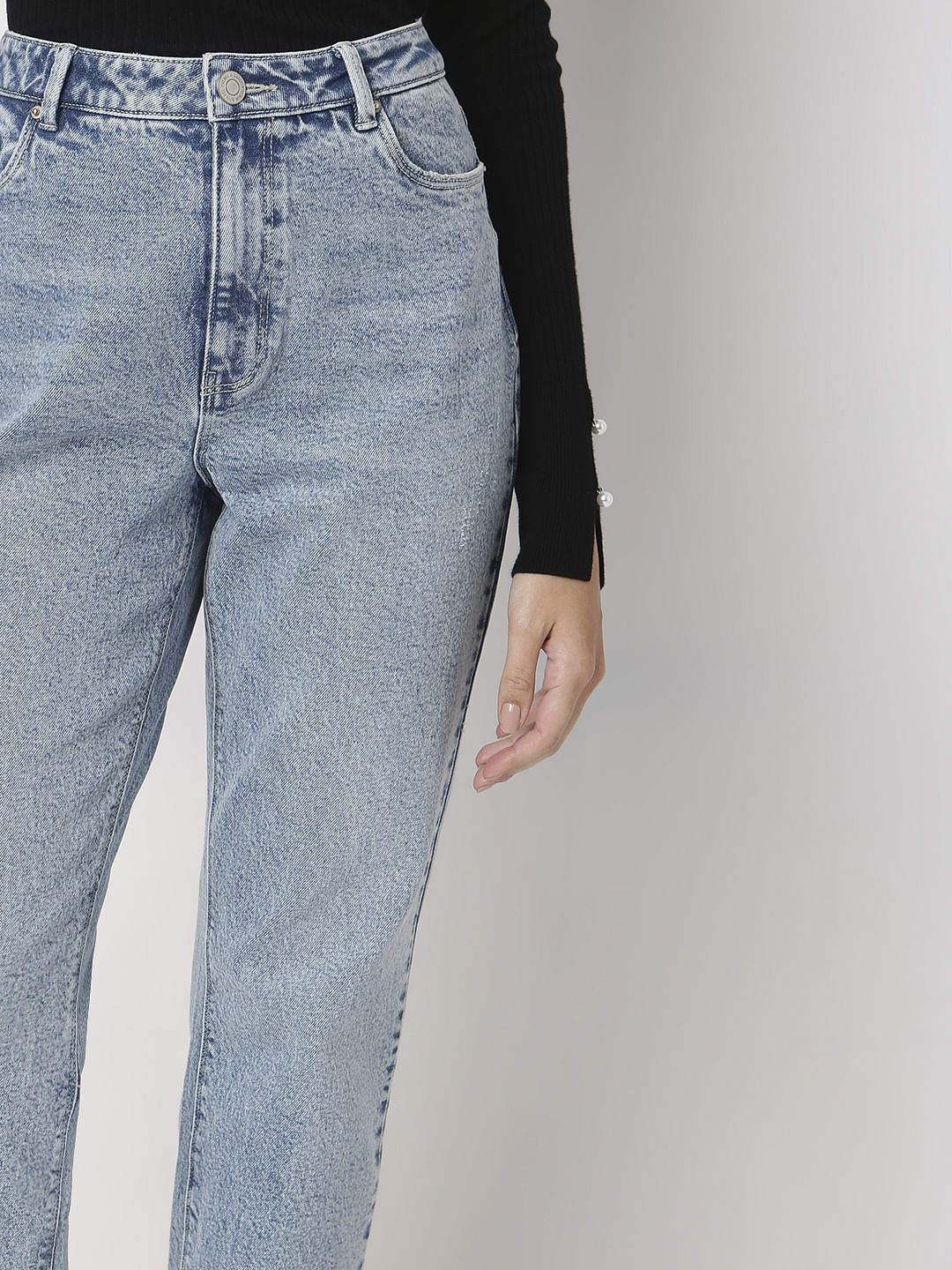 Light Blue High Rise Mom Jeans