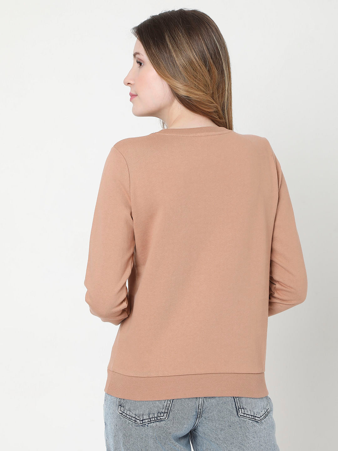 Beige Graphic Print Sweatshirt