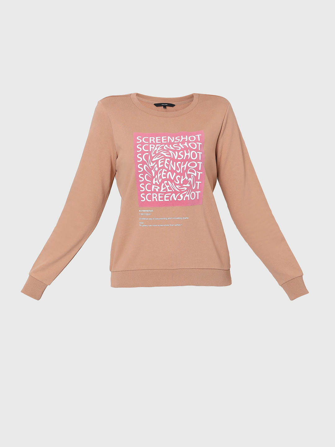 Beige Graphic Print Sweatshirt