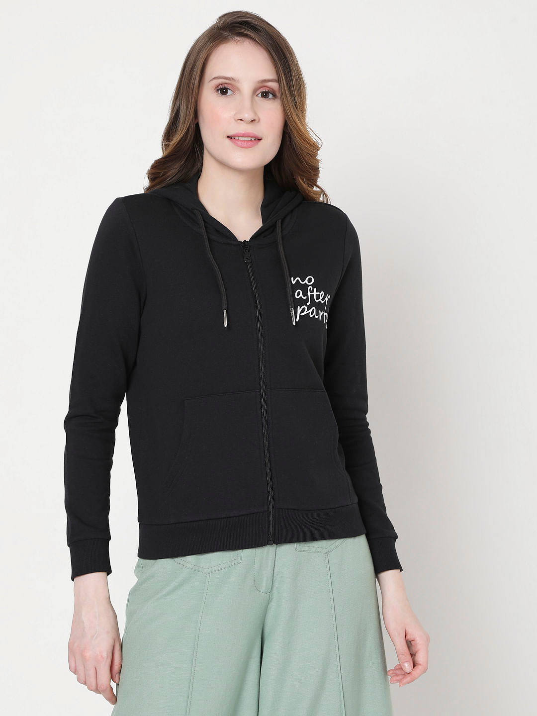 Black Slogan Print Sweatshirt