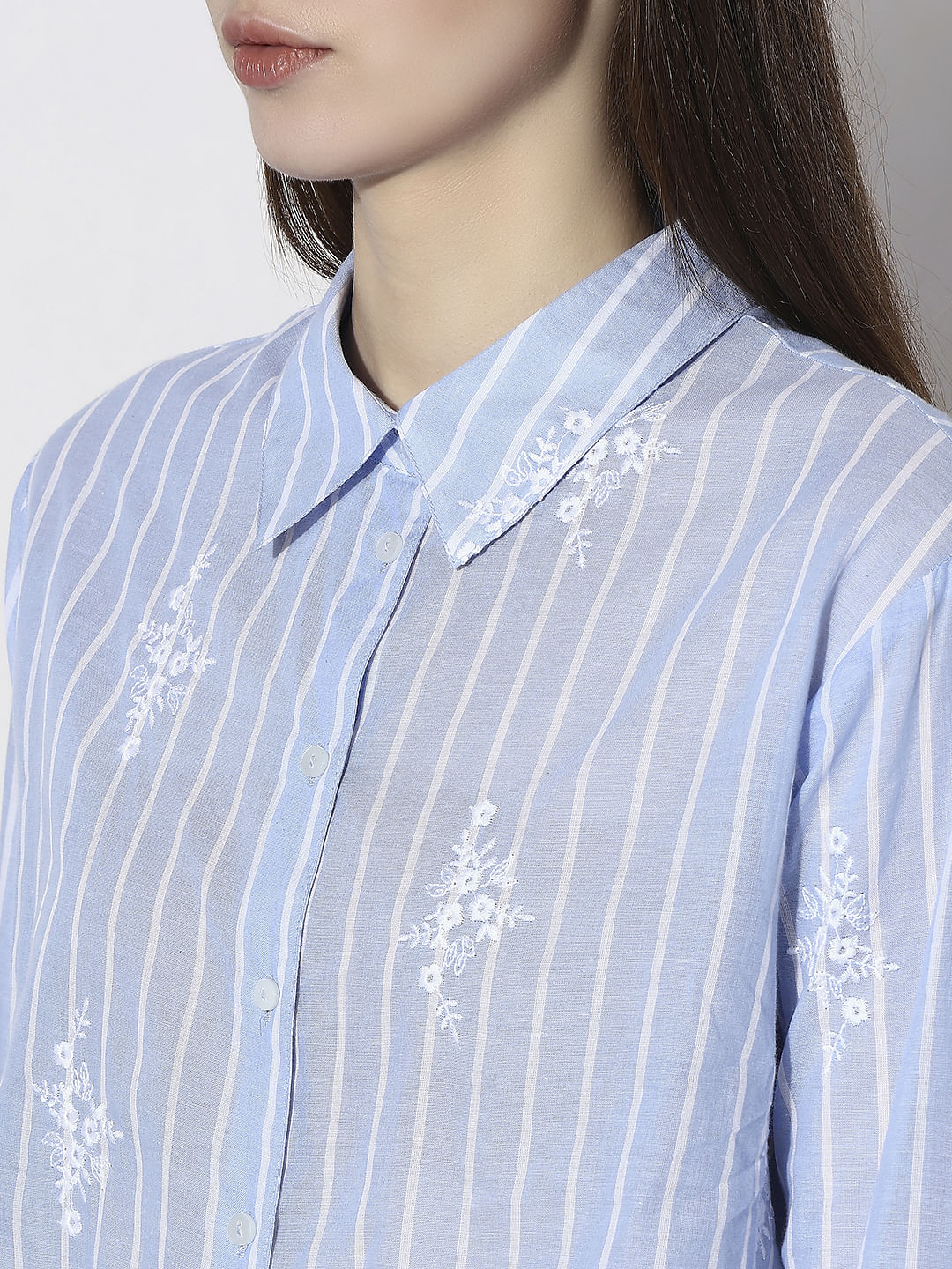 Blue Cotton Striped Shirt