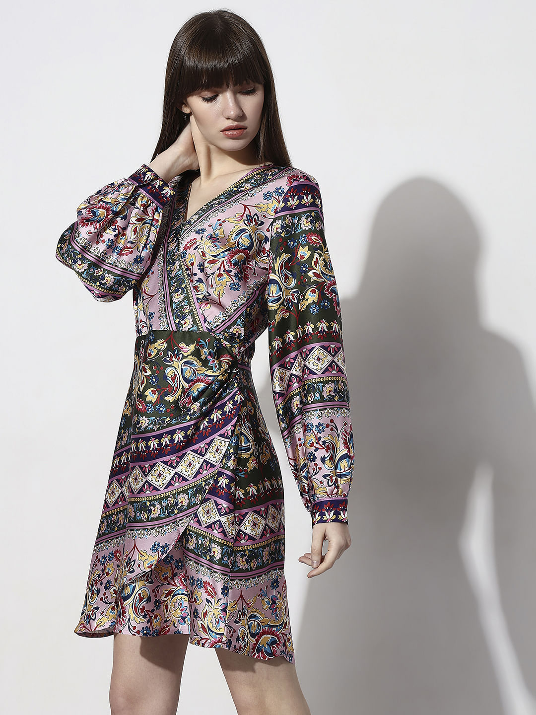 Purple Abstract Print Dress