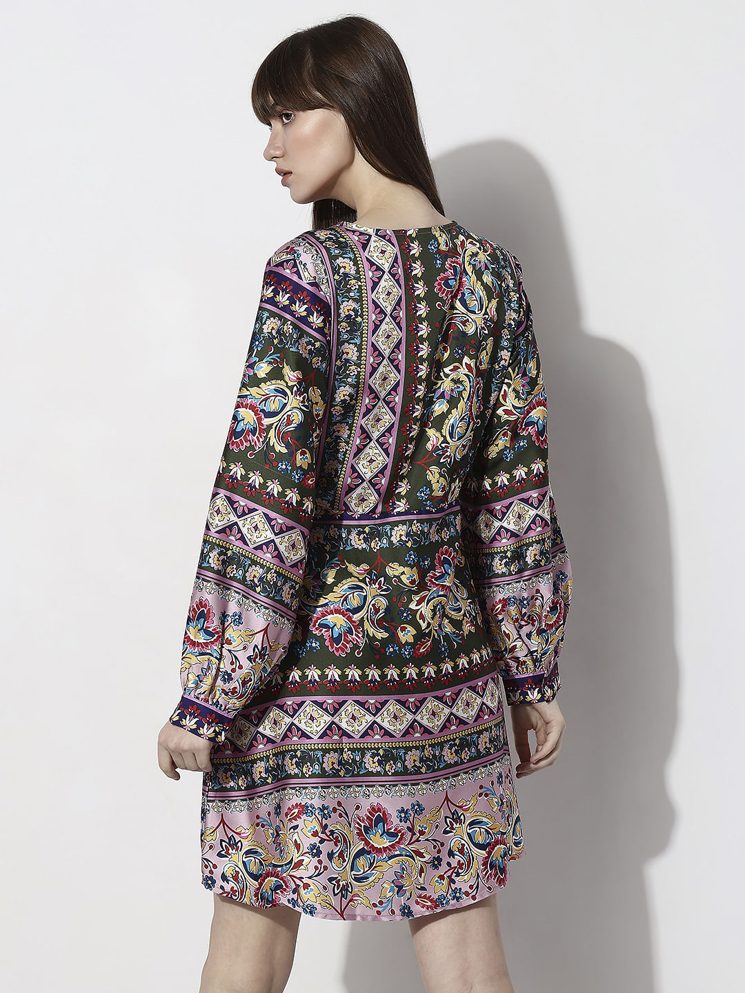 Purple Abstract Print Dress