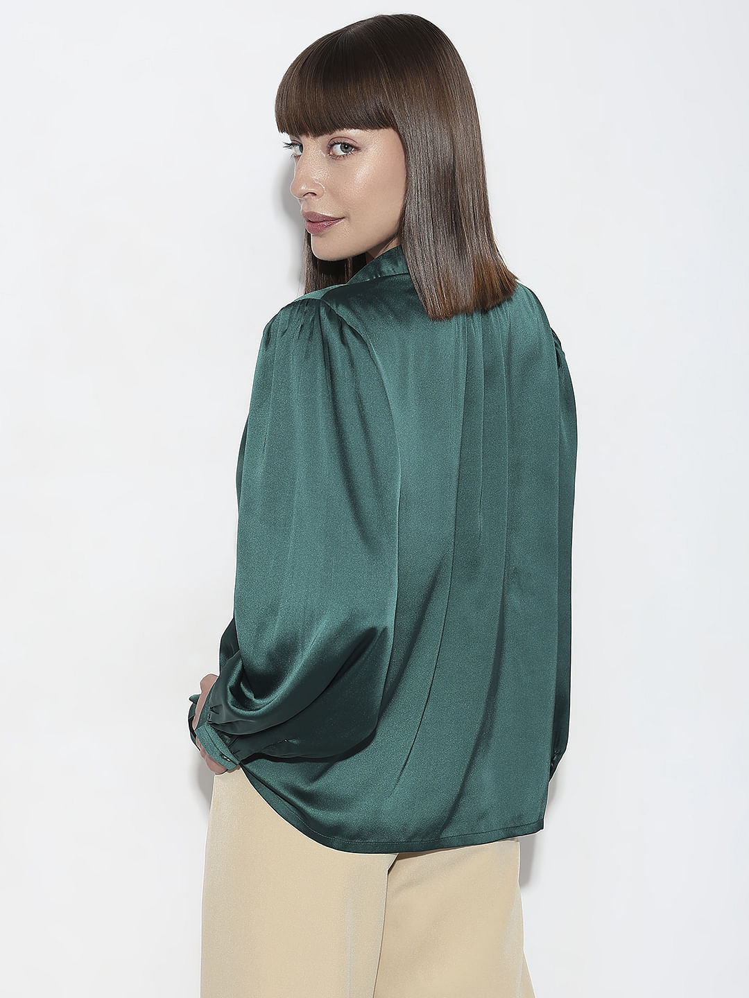 Dark Green Satin Shirt