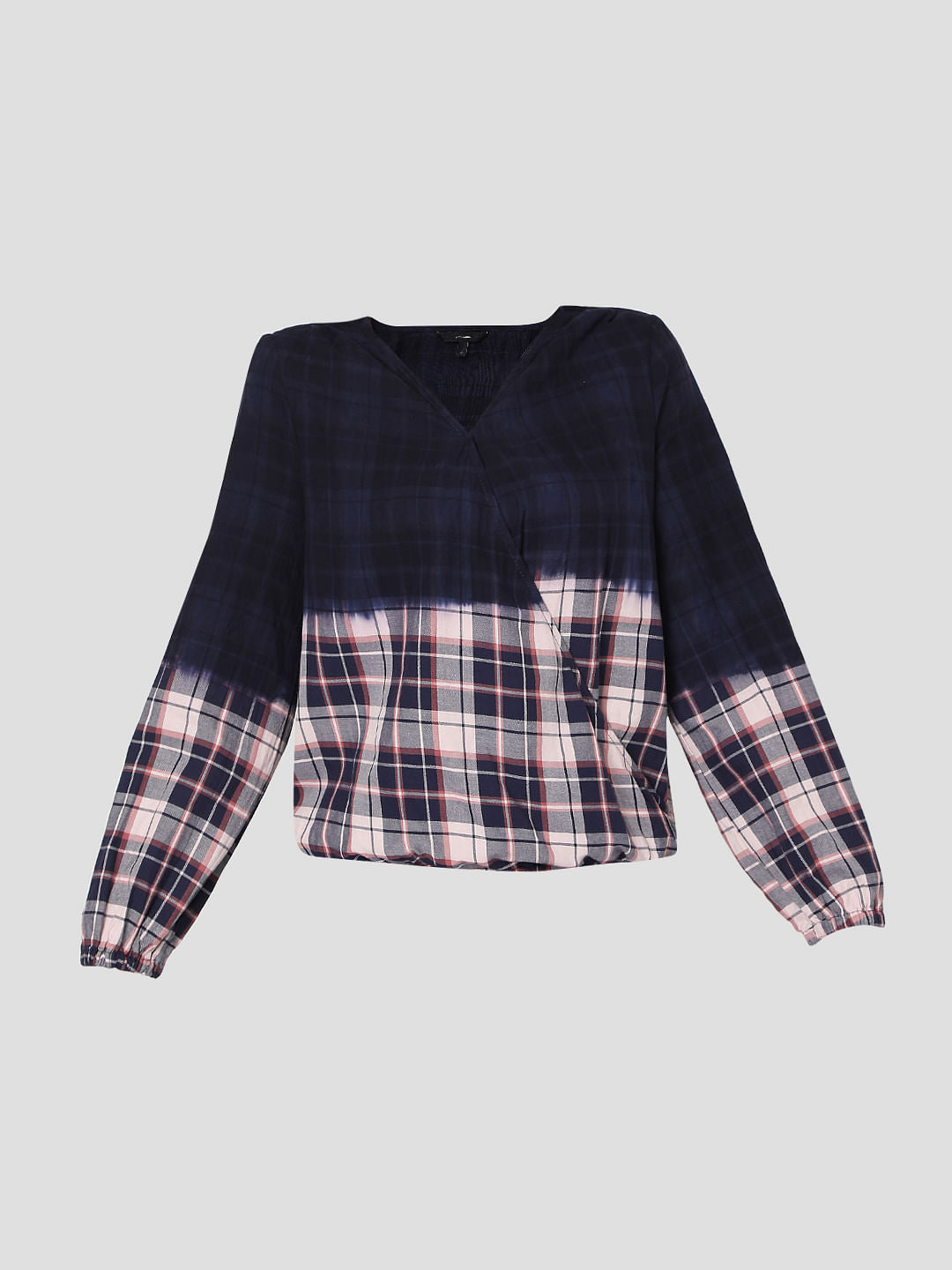 Blue Two-Toned Check Top