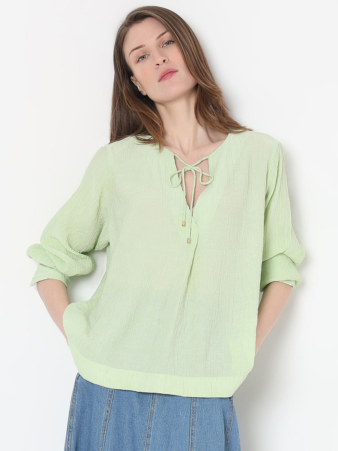 Light Green Textured Top