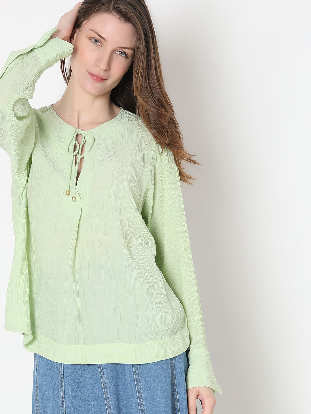 Light Green Textured Top