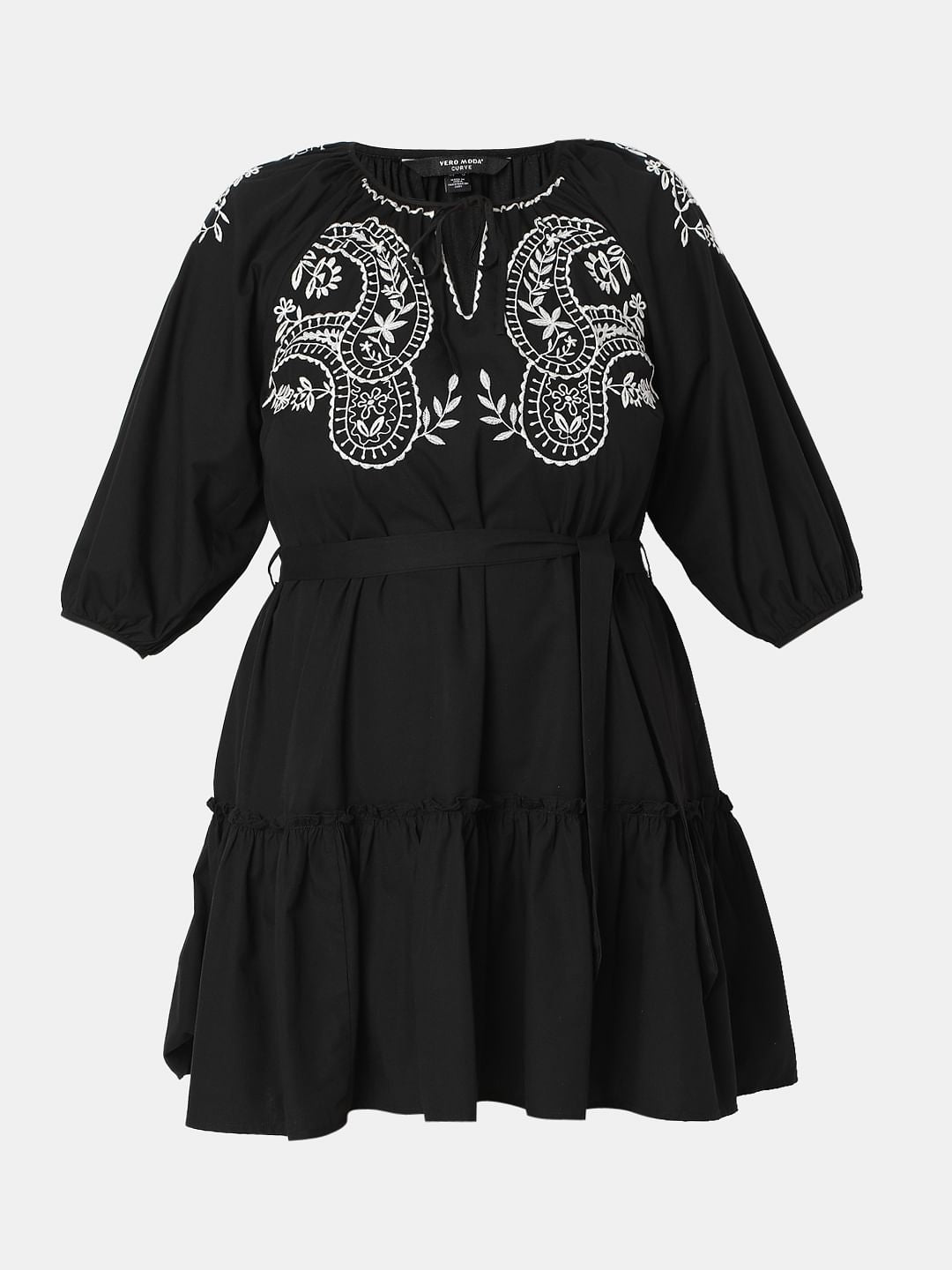 Curve Black Embroidered Shift Dress