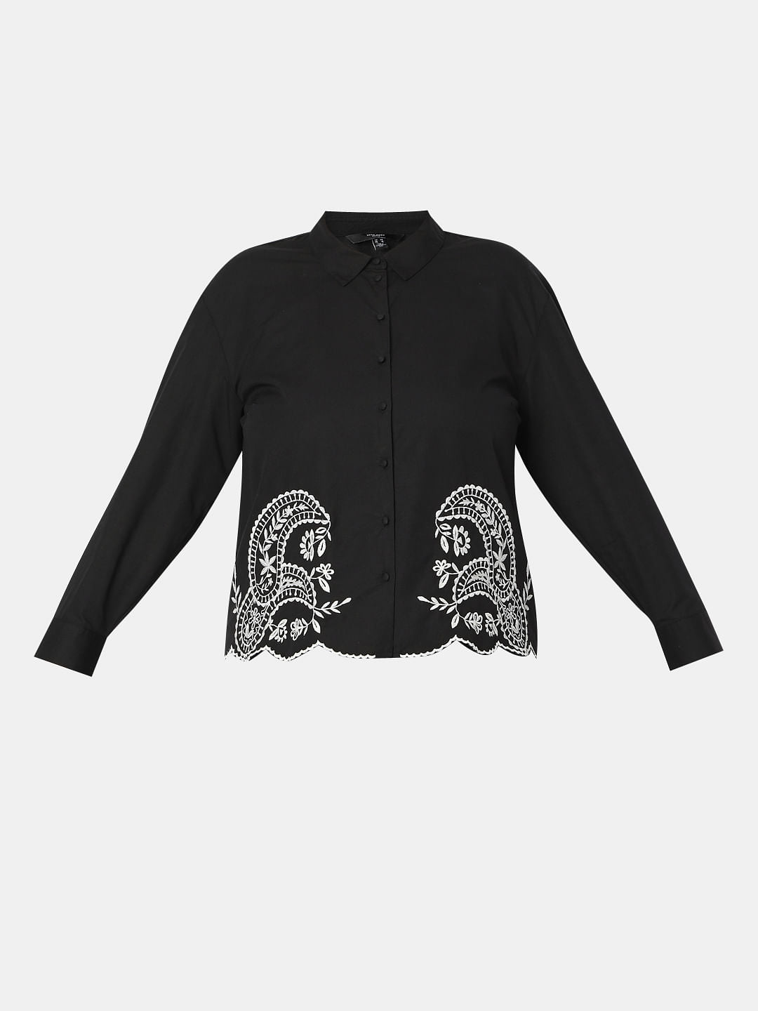 Curve Black Embroidered Shirt