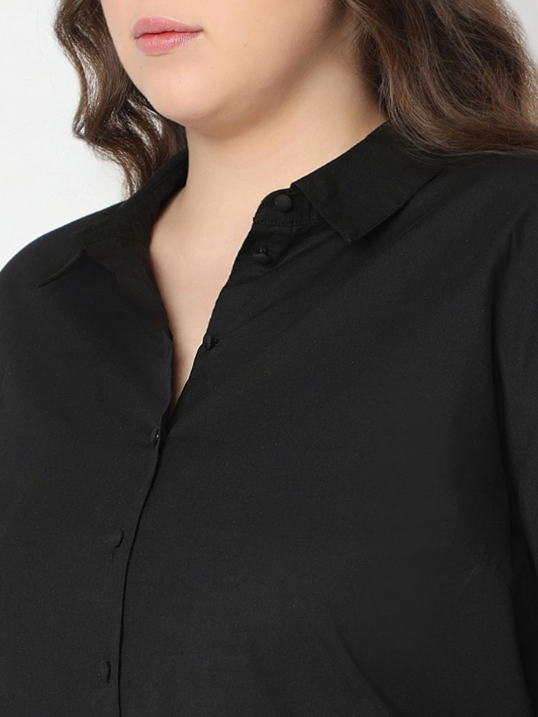 Curve Black Embroidered Shirt