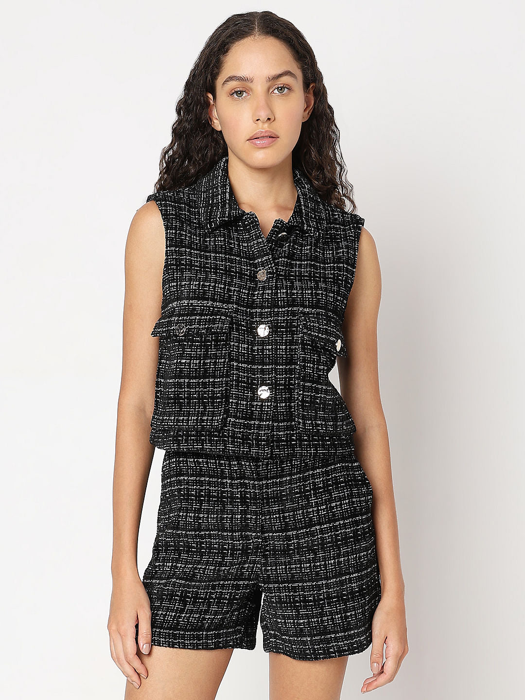 Black Twill Co-Ord Set Vest