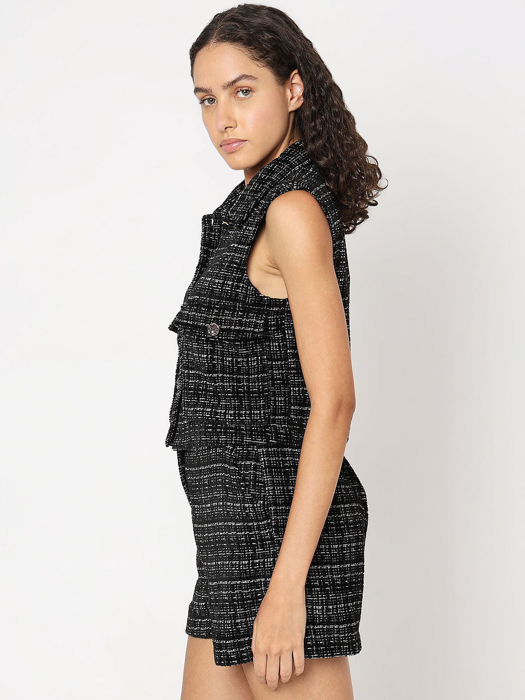 Black Twill Co-Ord Set Vest