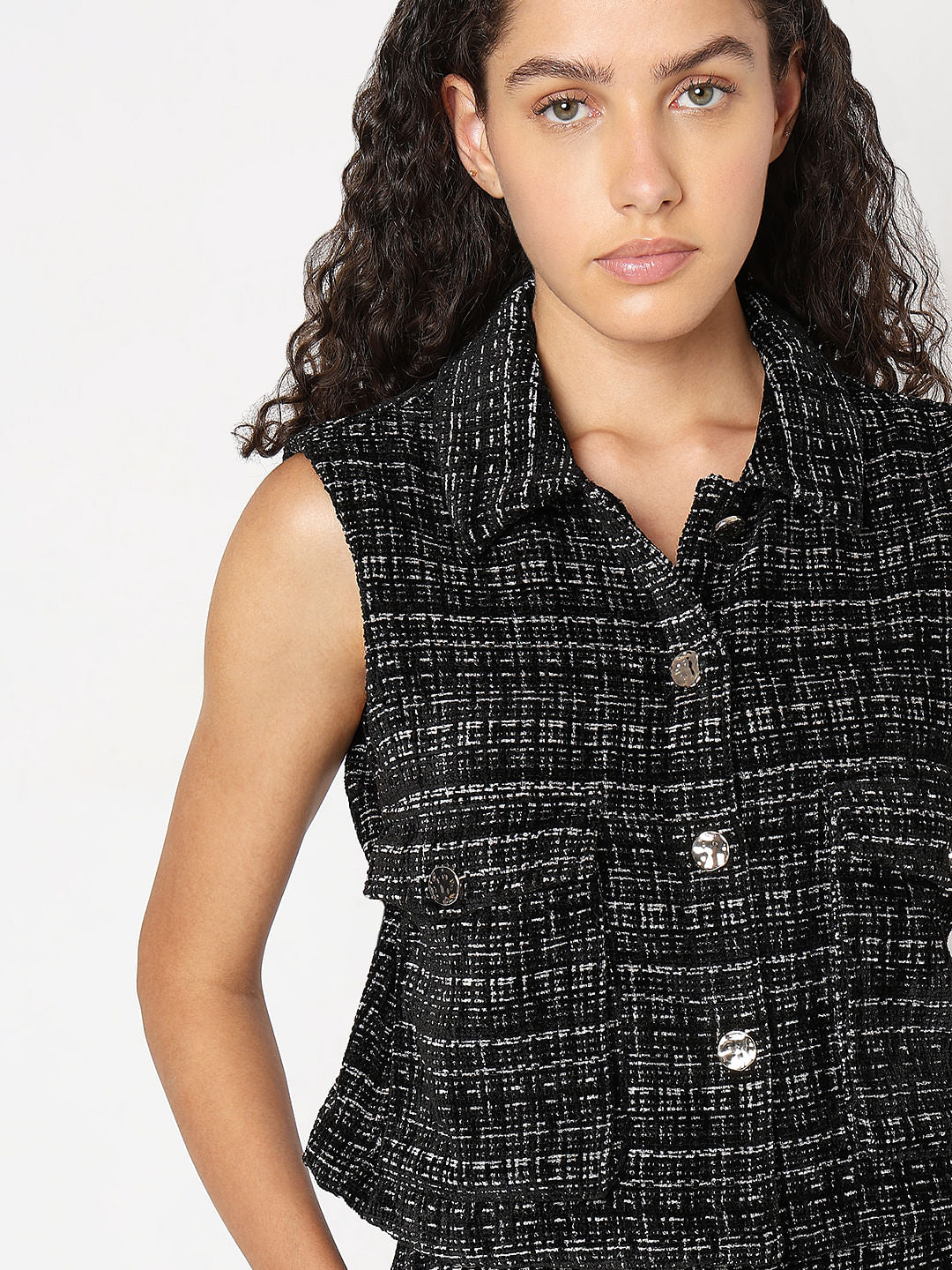 Black Twill Co-Ord Set Vest