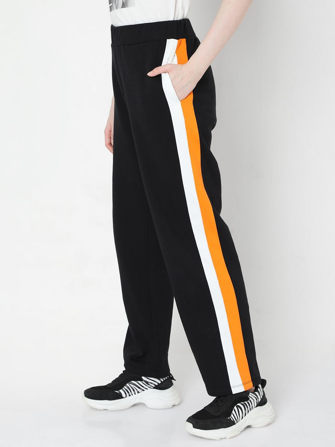 Black Colourblocked Trackpants