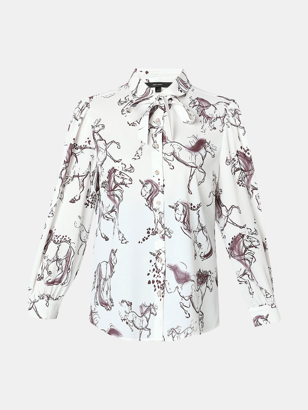 White Printed Full Sleeves Shirt