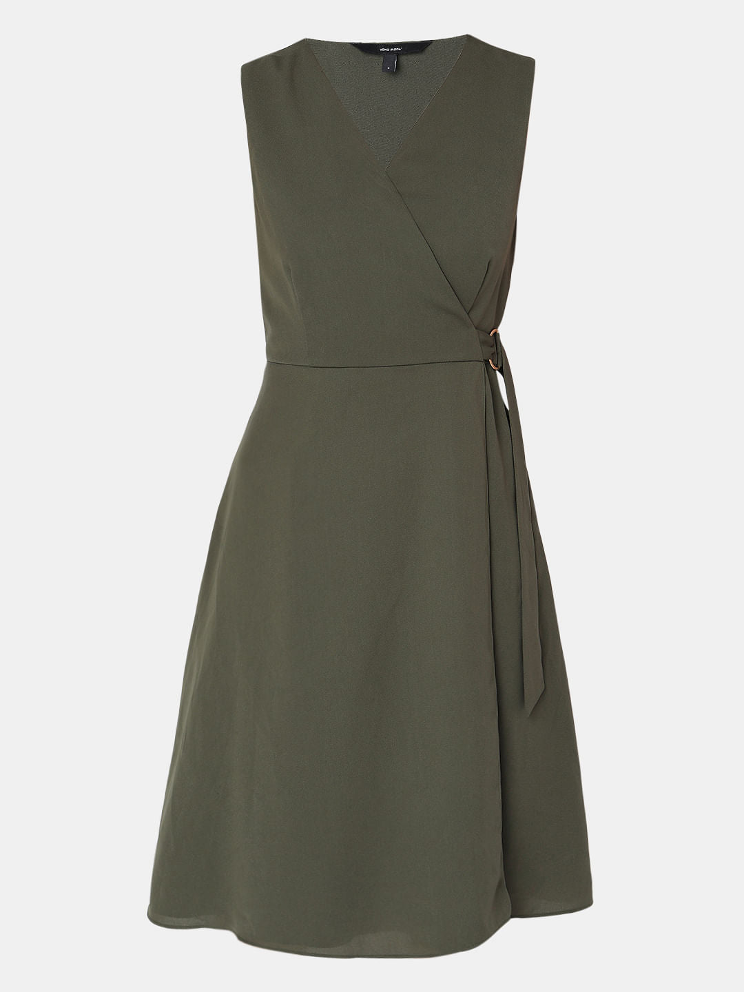 Olive Green Wrap Fit Dress