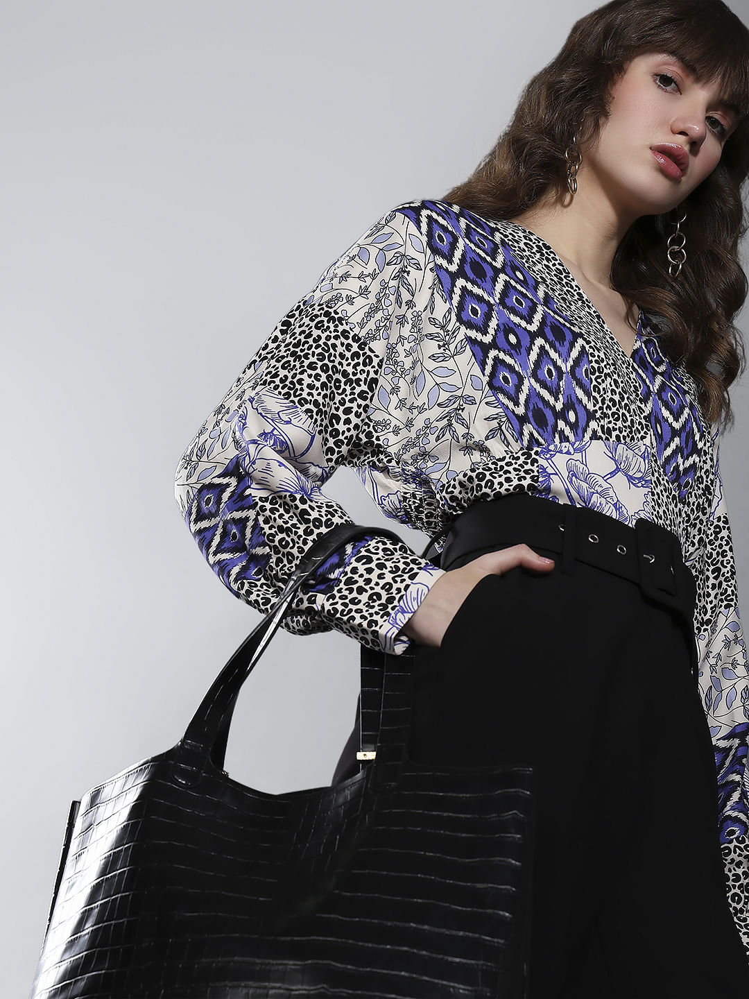 Blue Animal Print Top