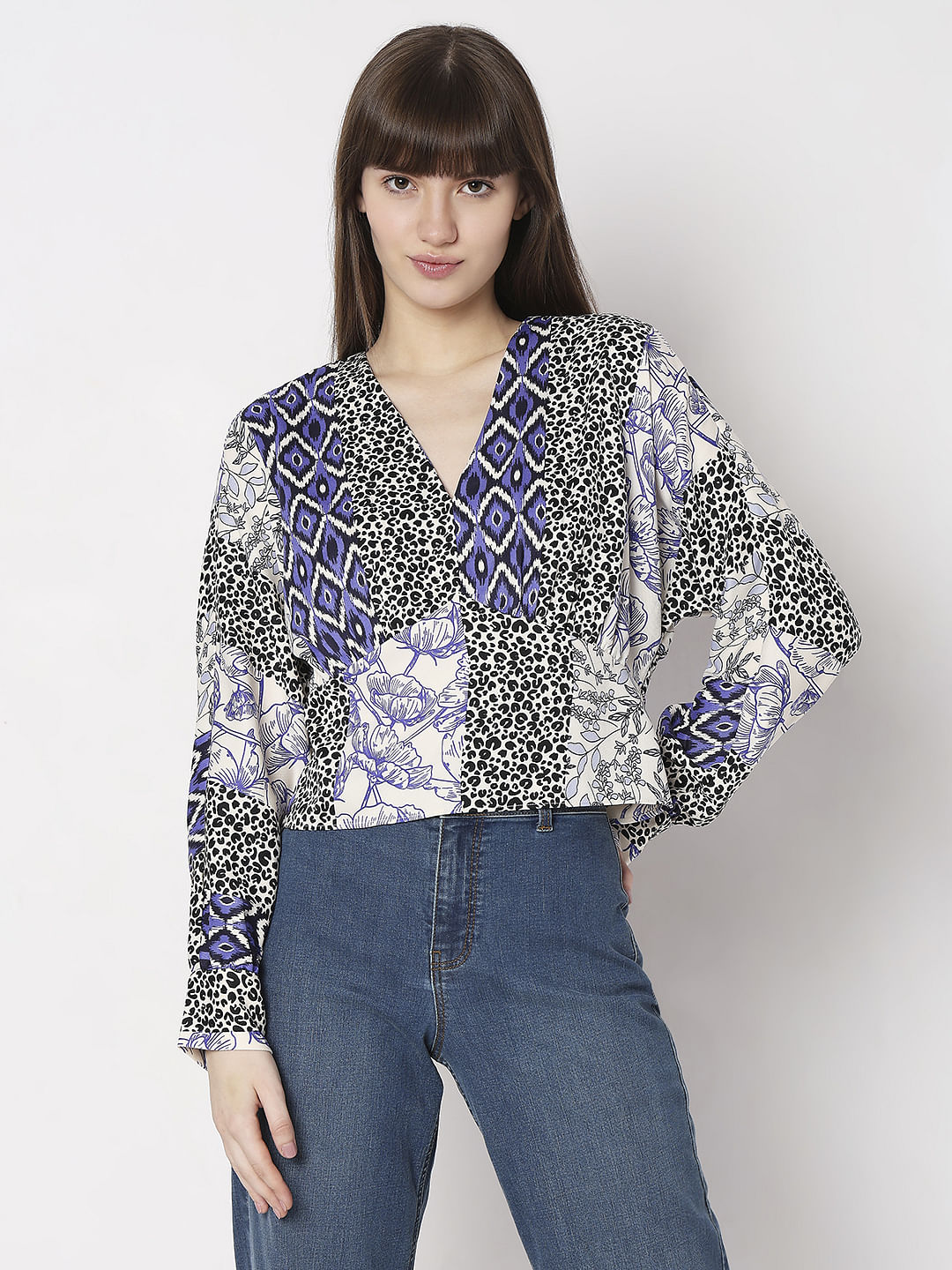 Blue Animal Print Top