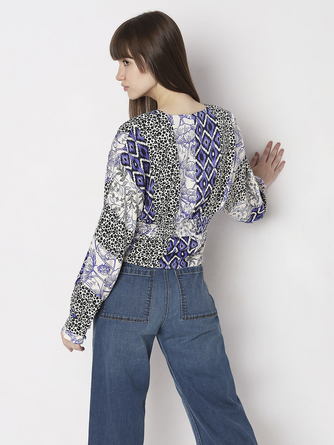 Blue Animal Print Top