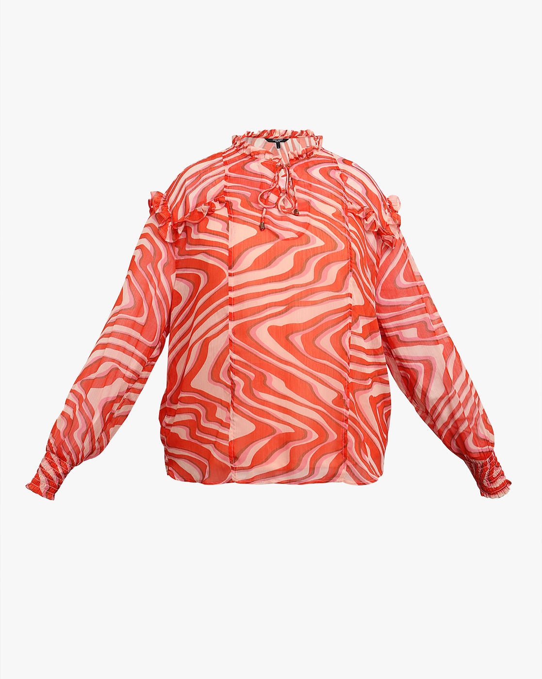 Curve Coral Swirl Print Top