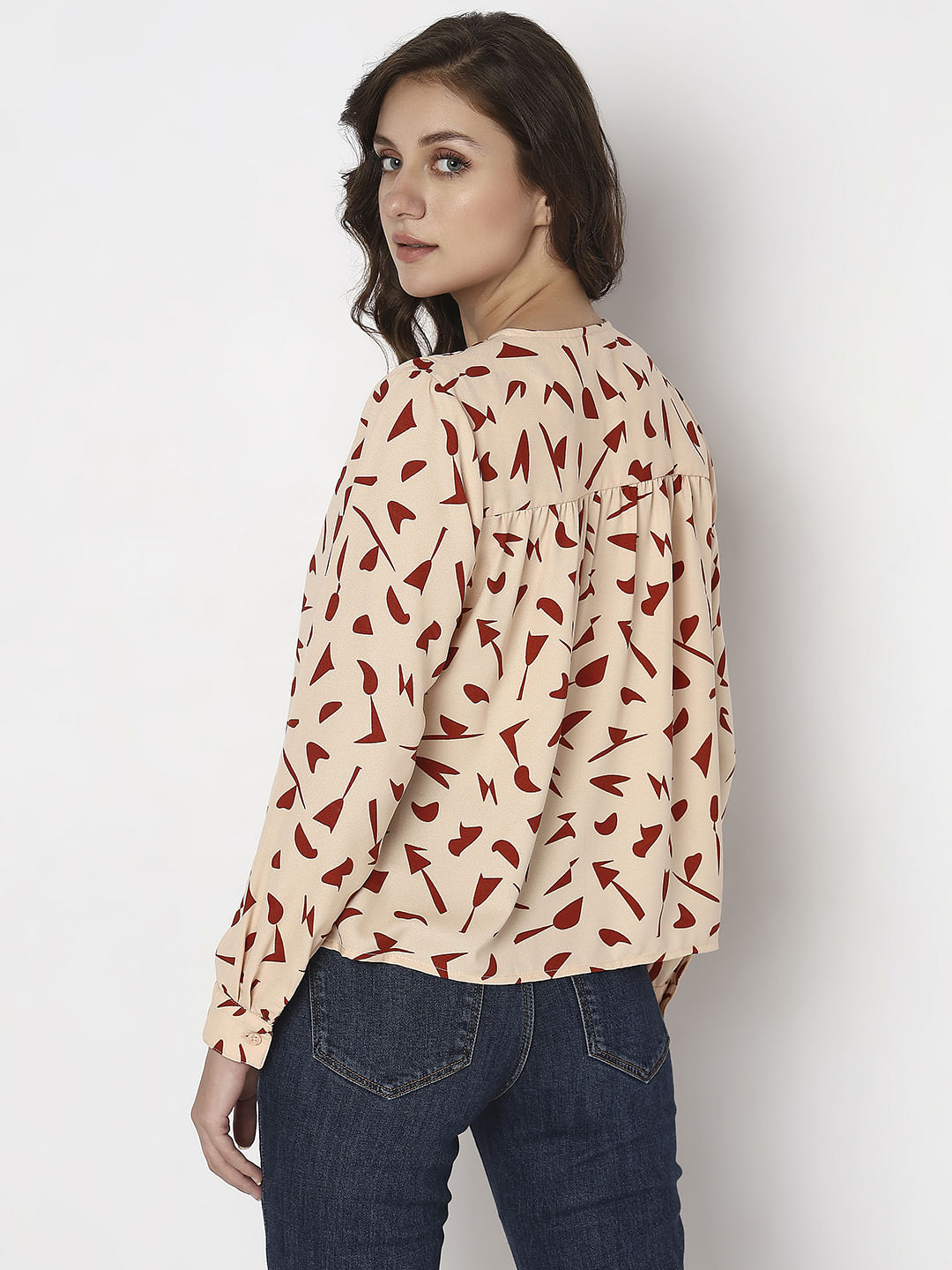 Peach Pink Printed Top