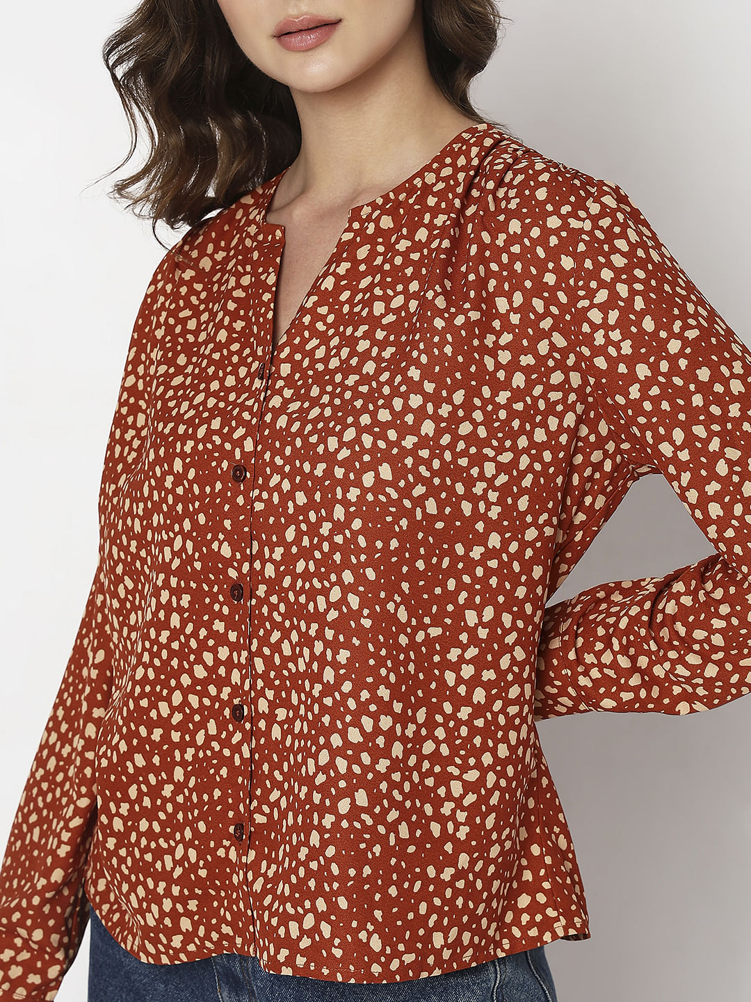 Brown All Over Print Top