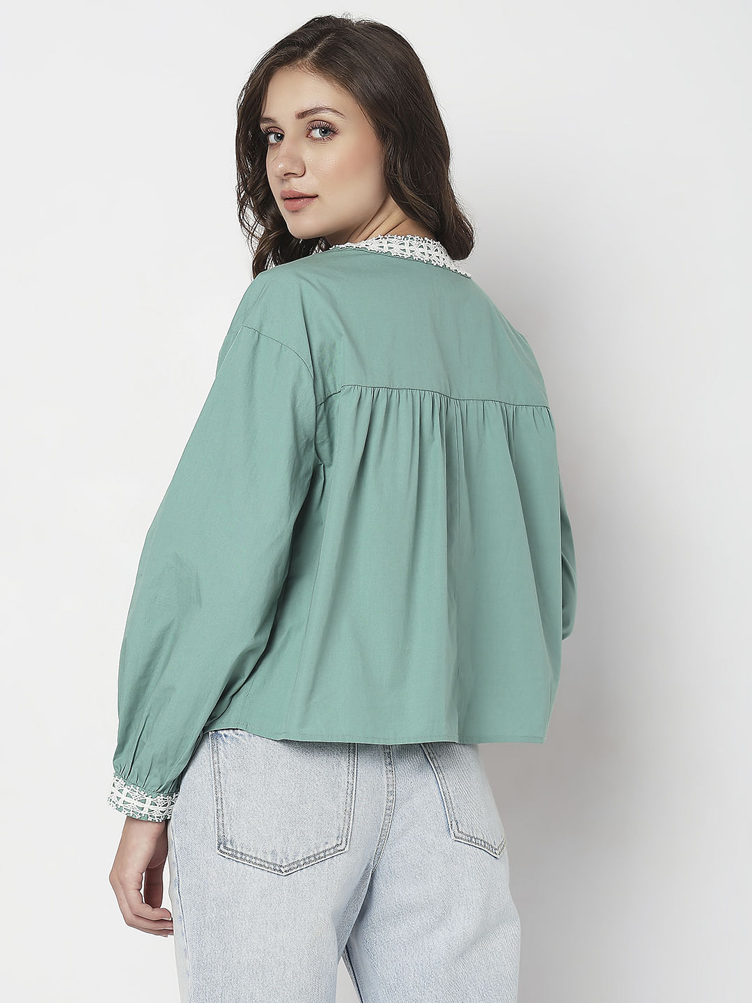 Green Embroidered Top