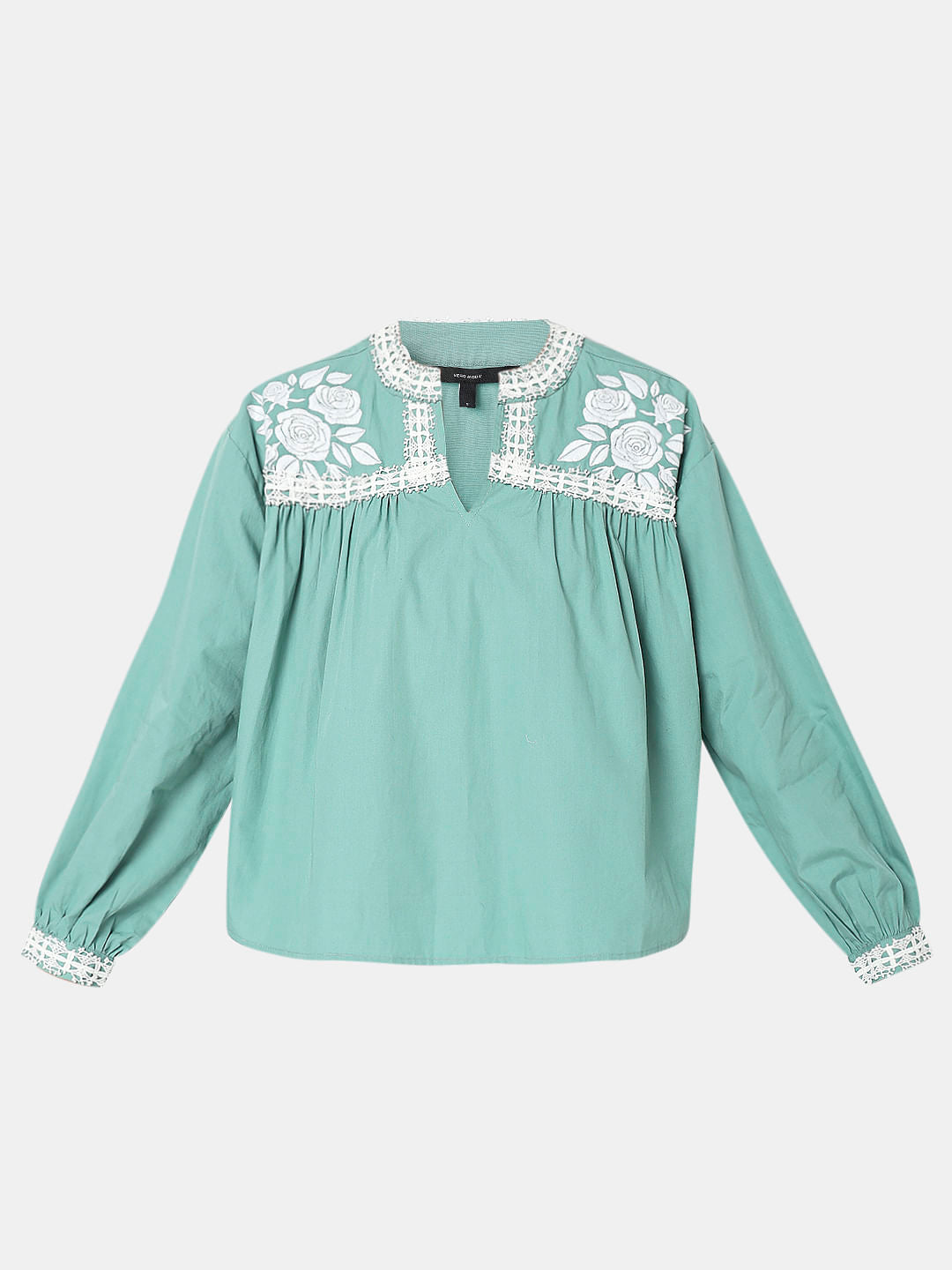 Green Embroidered Top