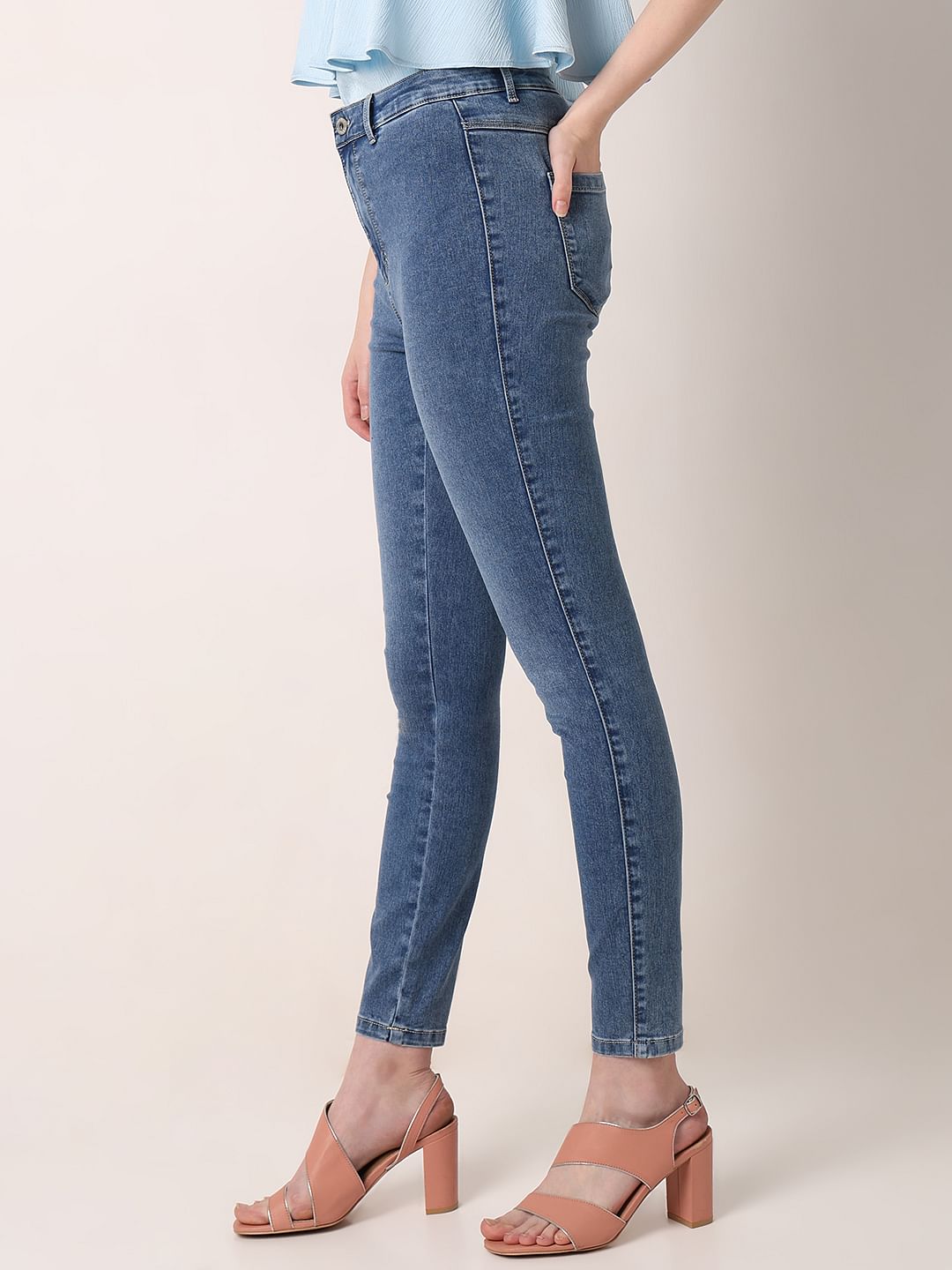 Blue High Rise Skinny Fit Jeans
