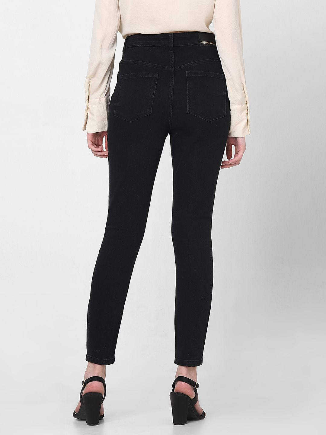 Black High Rise Ripped Skinny Jeans