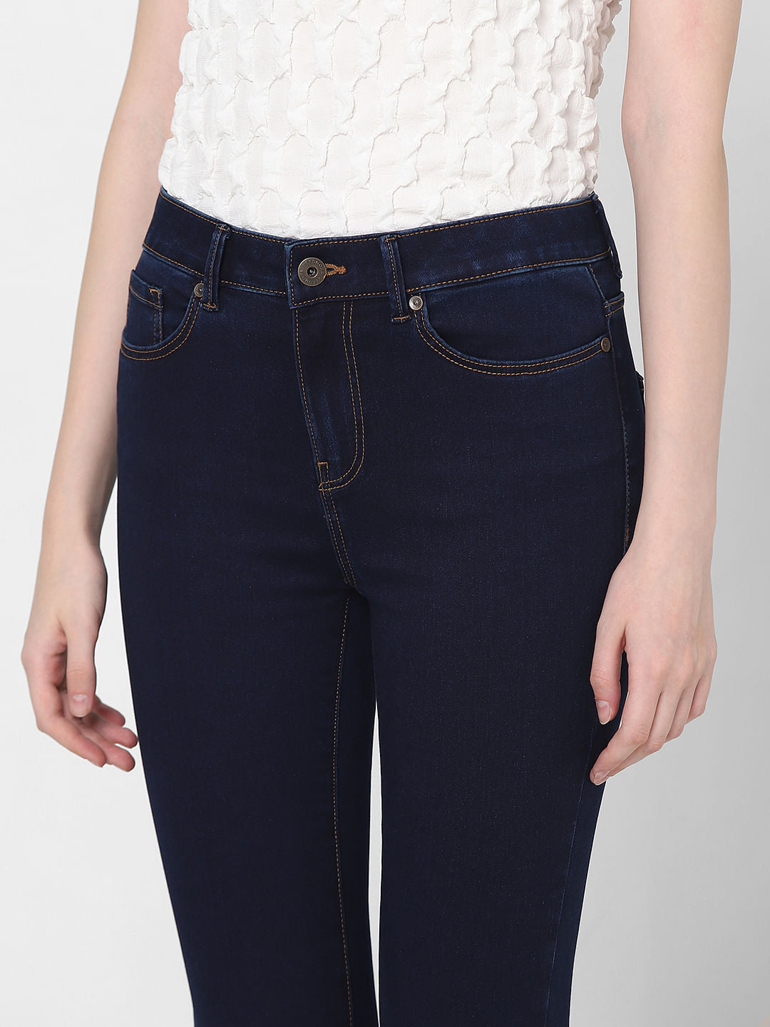 Dark Blue Mid Rise Bootcut Jeans
