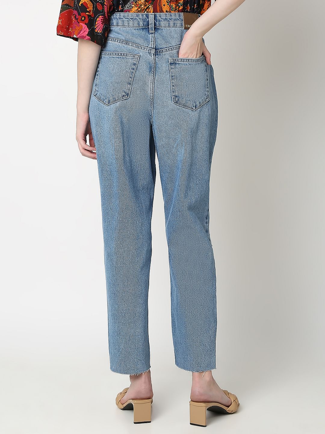 Light Blue High Rise Ripped Jeans