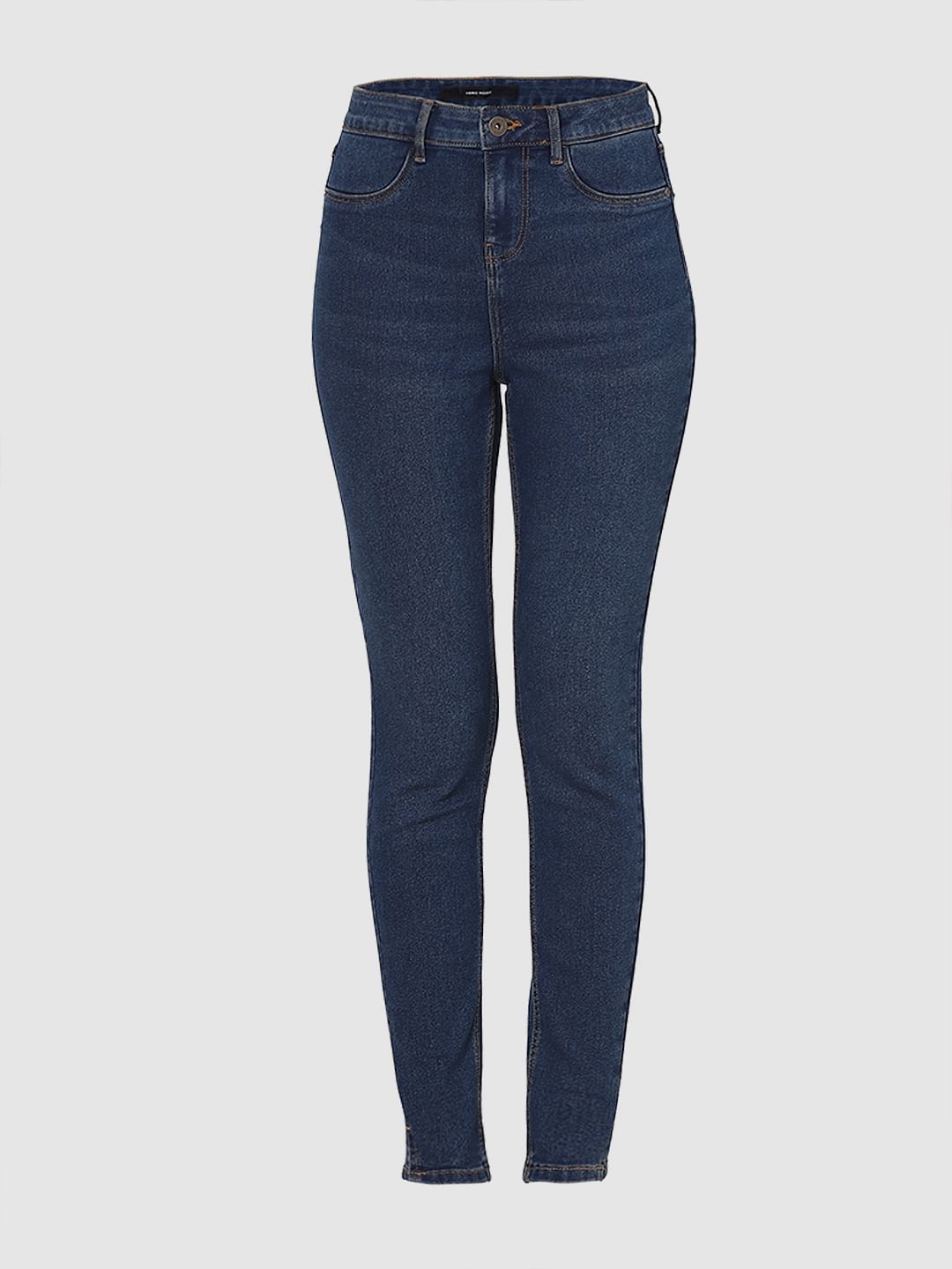 Dark Blue Mid Rise Skinny Fit Jeggings