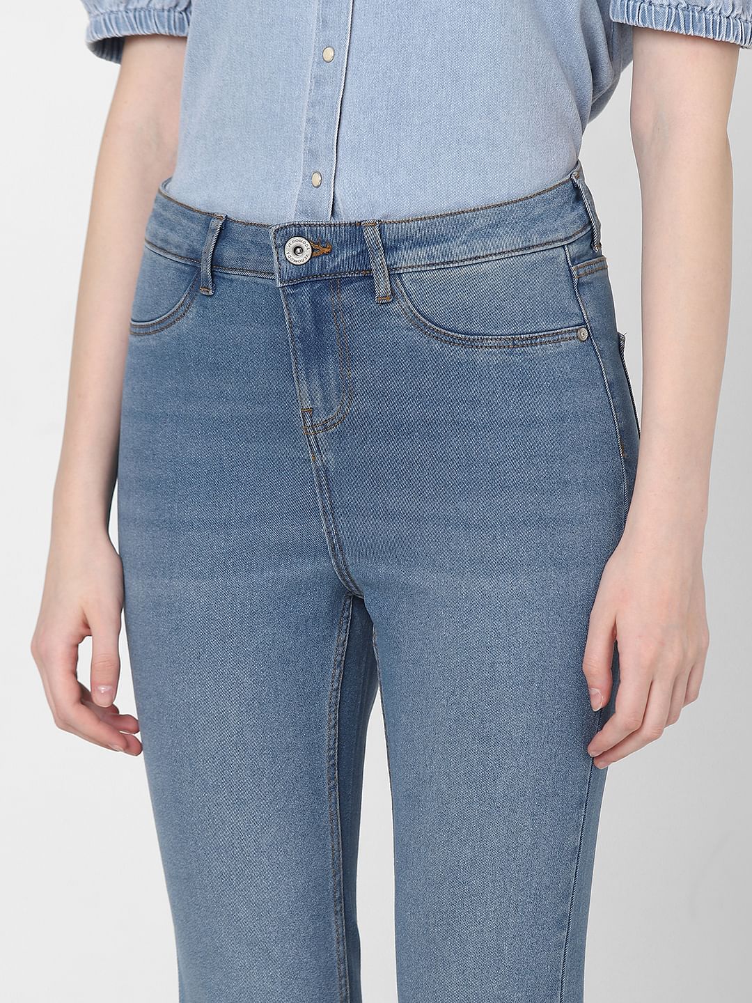 Blue Mid Rise Skinny Fit Jeggings