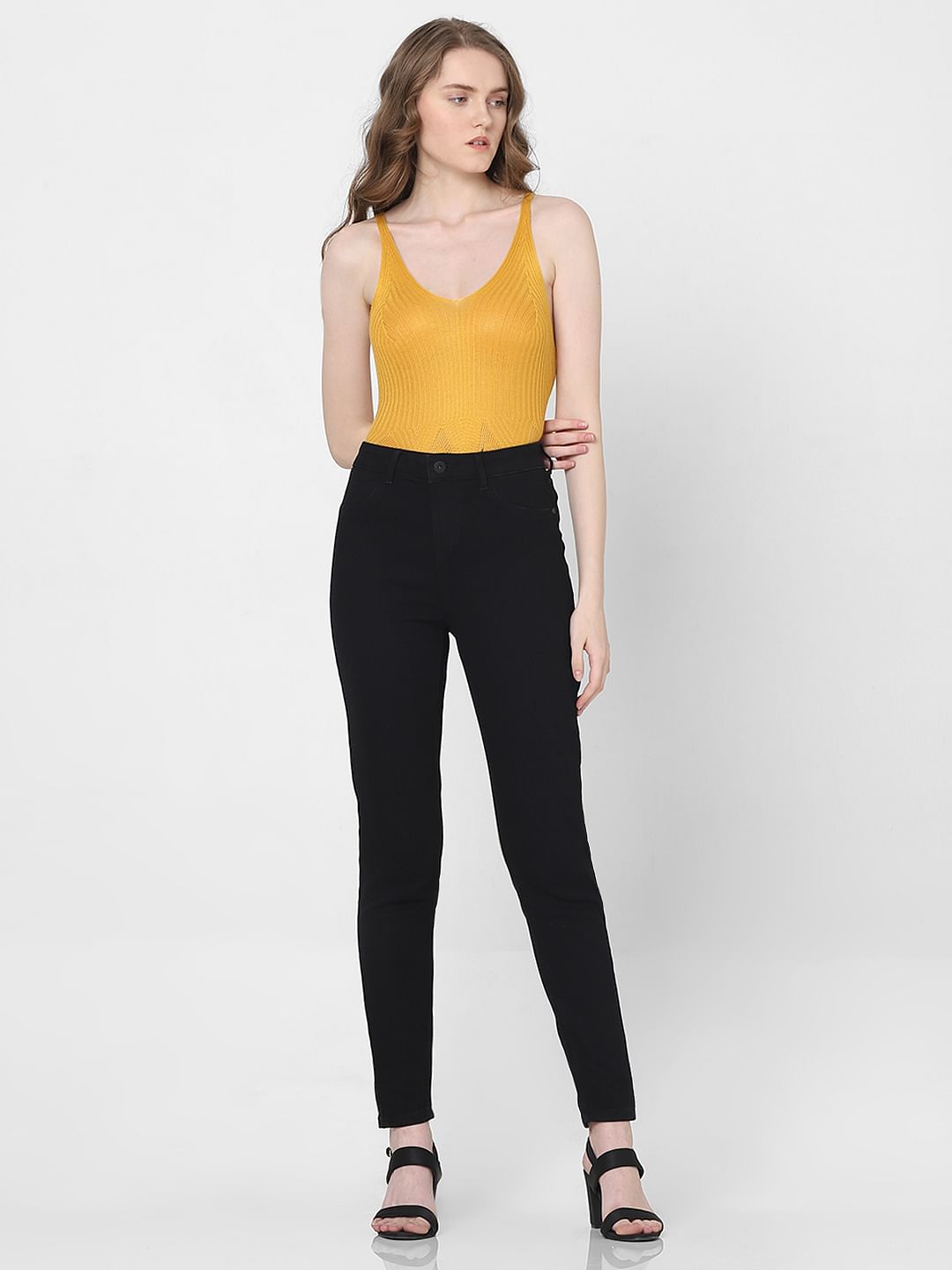 Black High Rise Skinny Jeggings