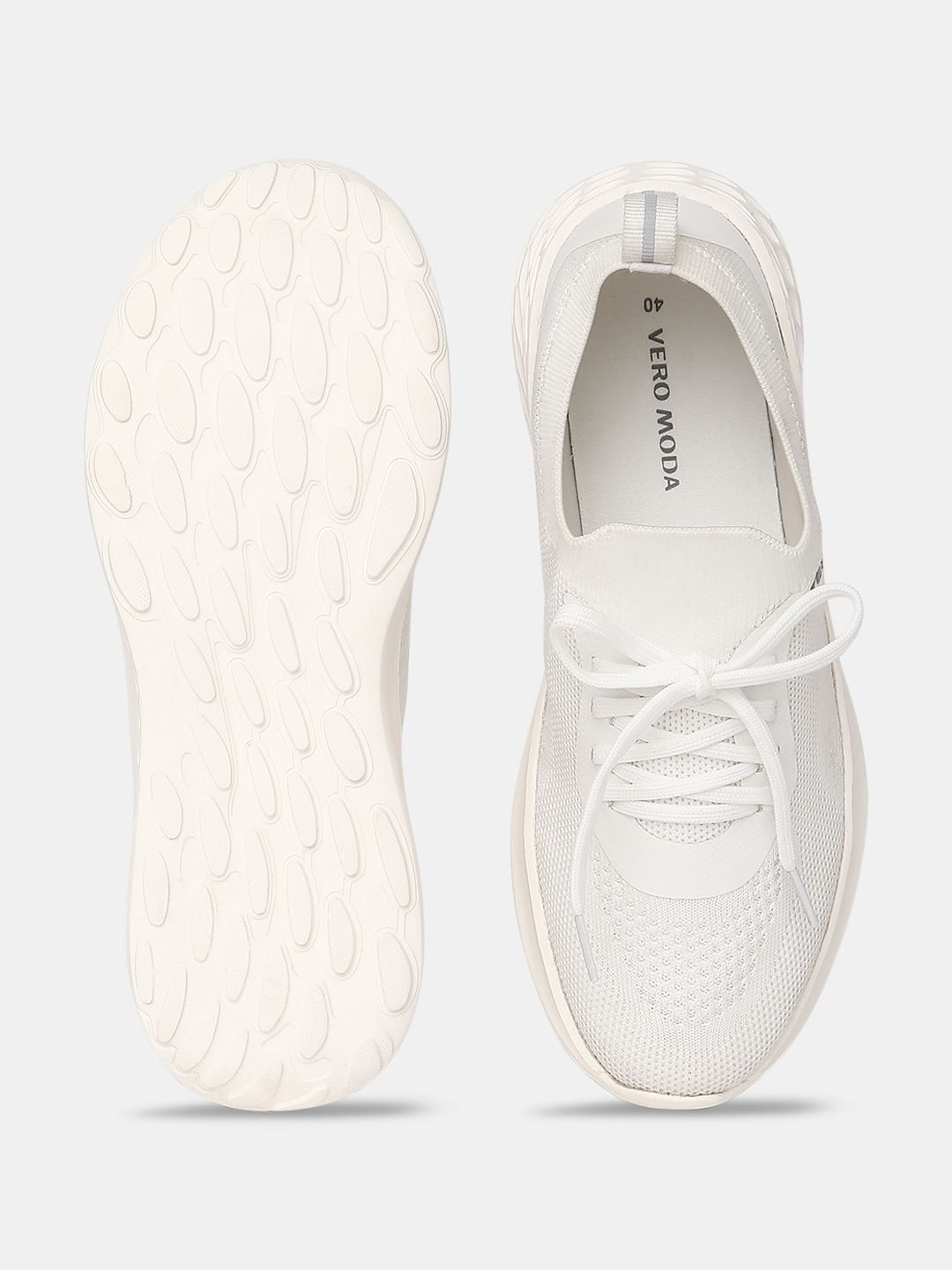 White Chunky Lace-Up Sneakers