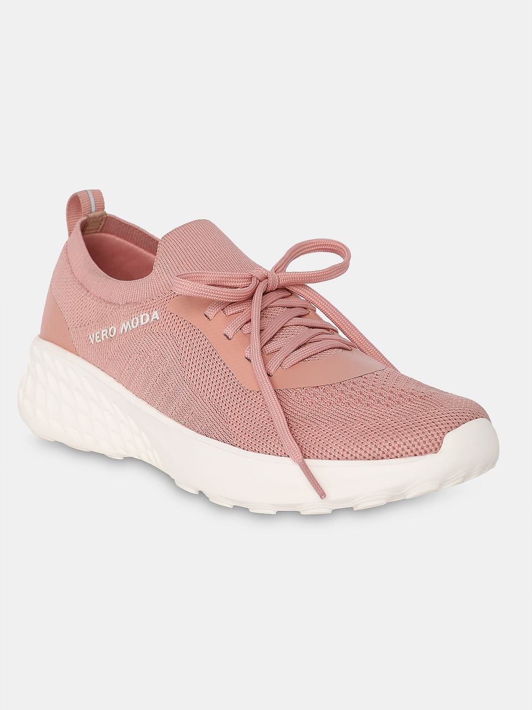 Pink Chunky Lace-Up Sneakers