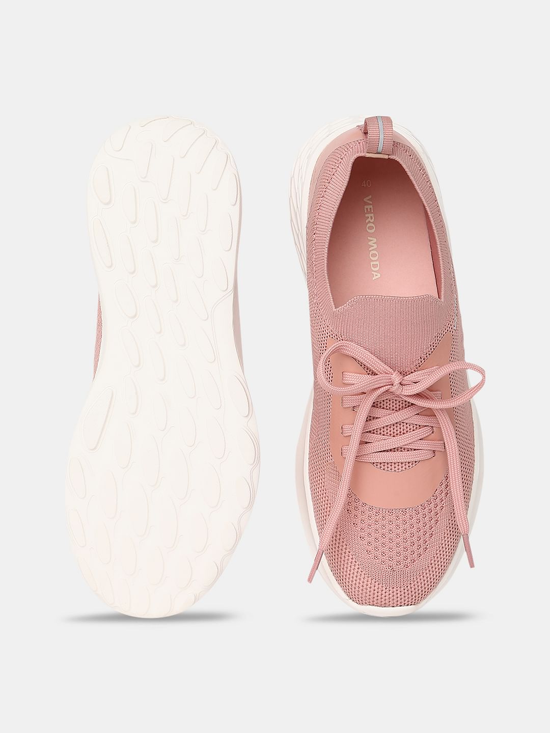 Pink Chunky Lace-Up Sneakers