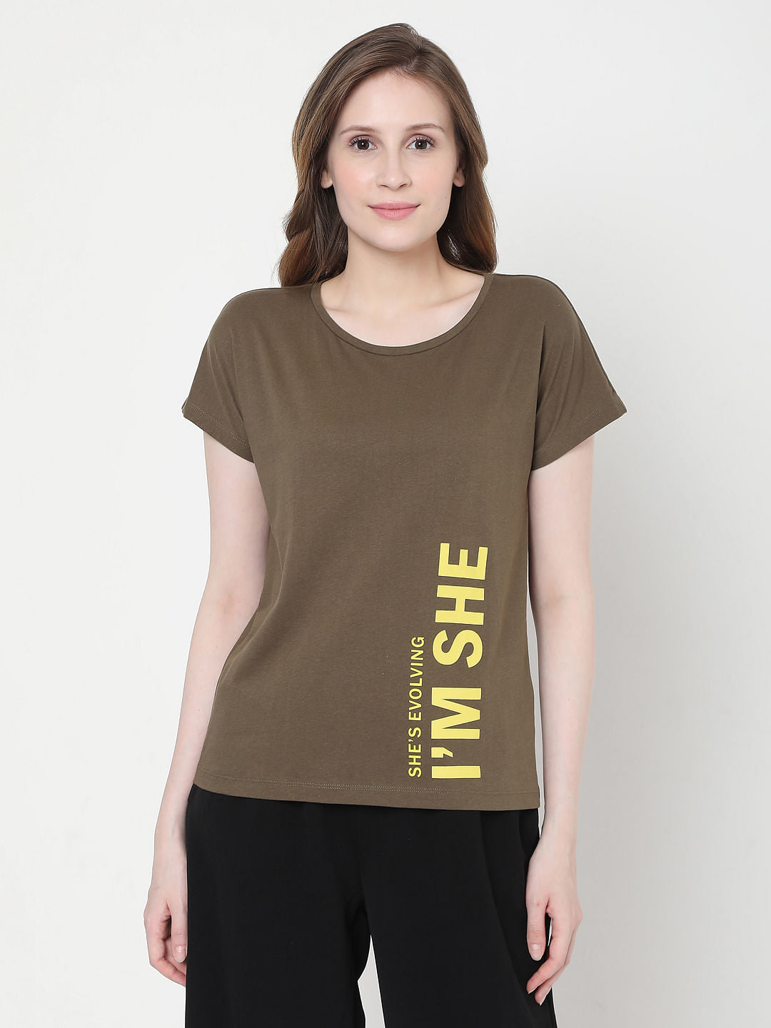 Green Slogan Print Lounge T-Shirt