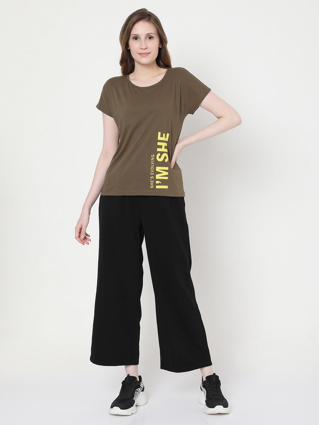 Green Slogan Print Lounge T-Shirt