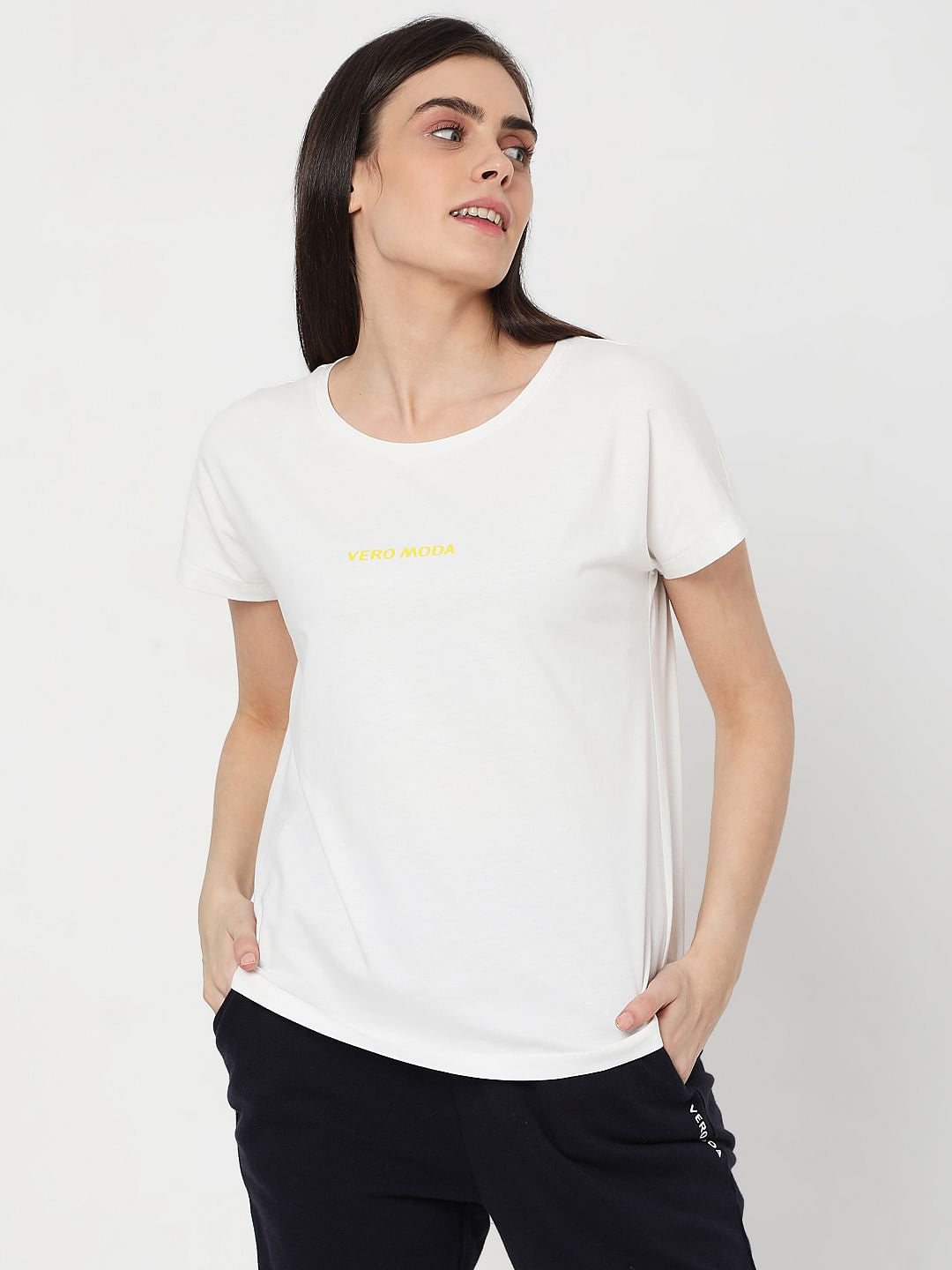 White Logo Print Lounge T-Shirt