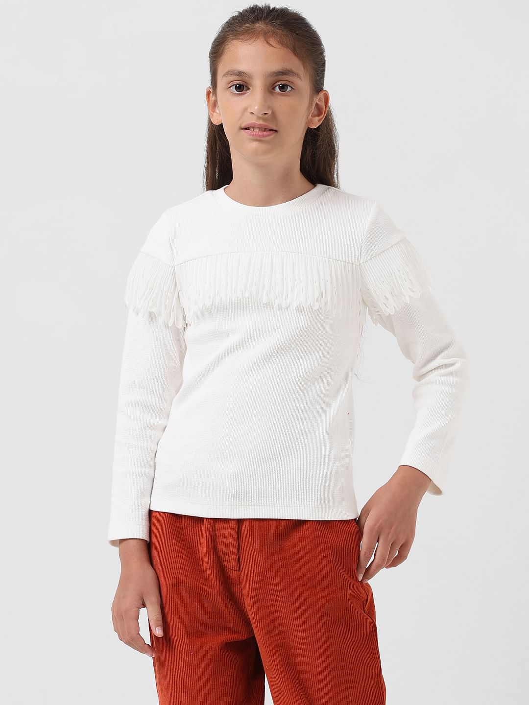 Girl White Ribbed Top
