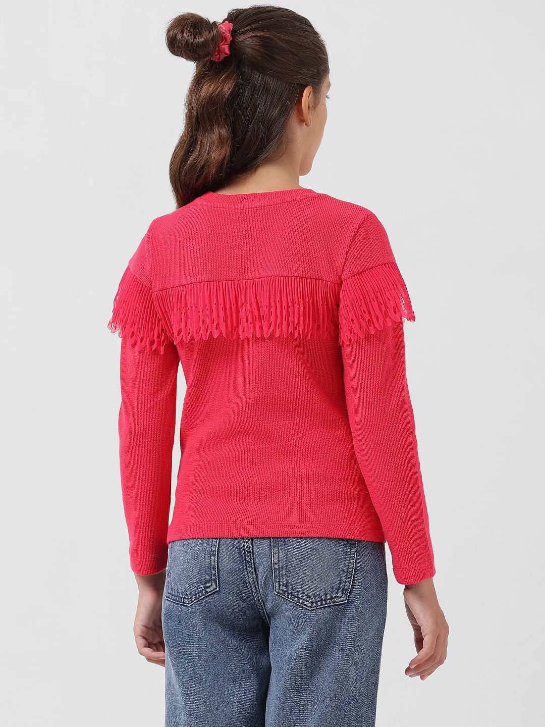 Girl Red Ribbed Top