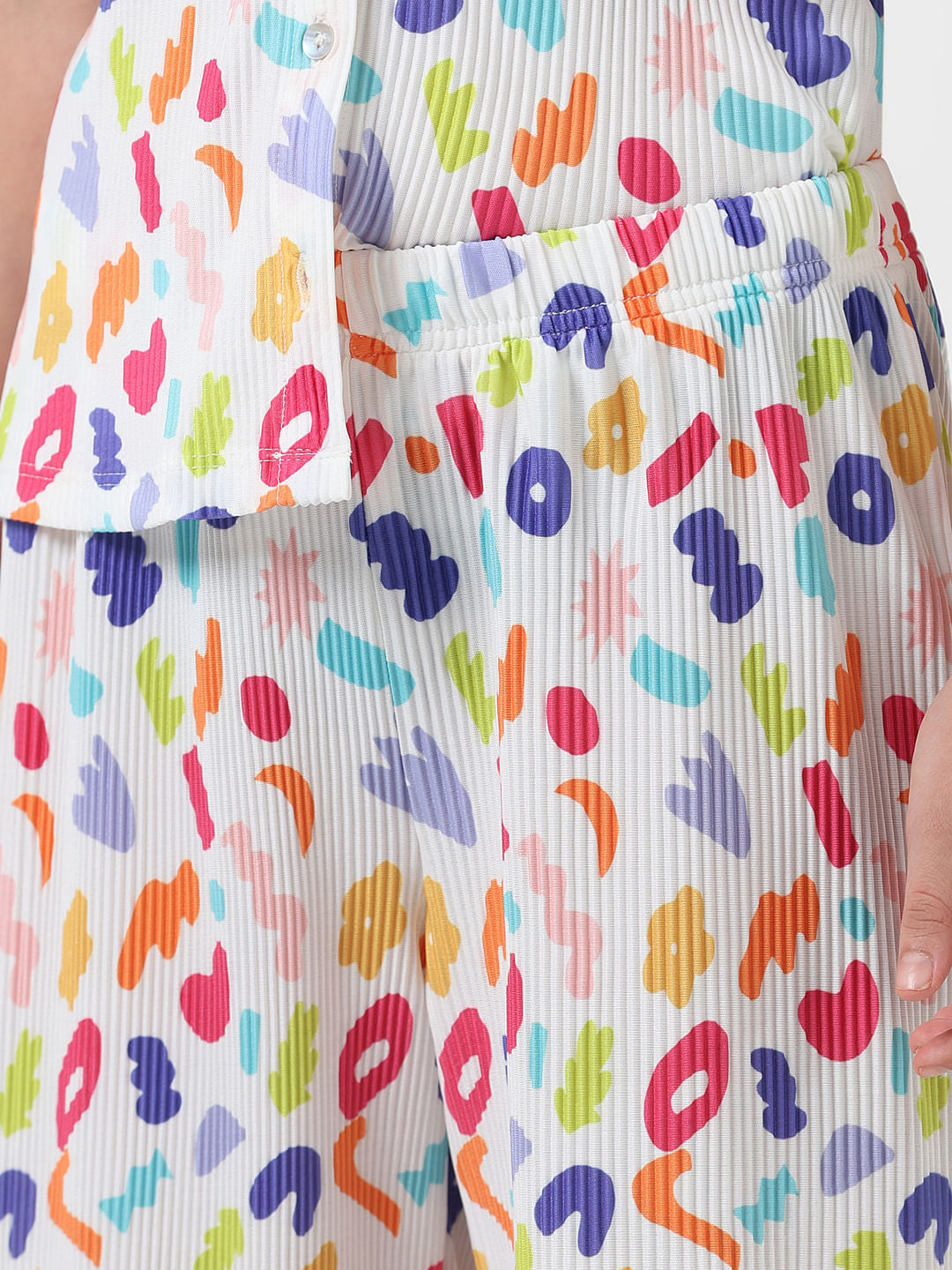 Girl White Mid Rise Pleated Pants