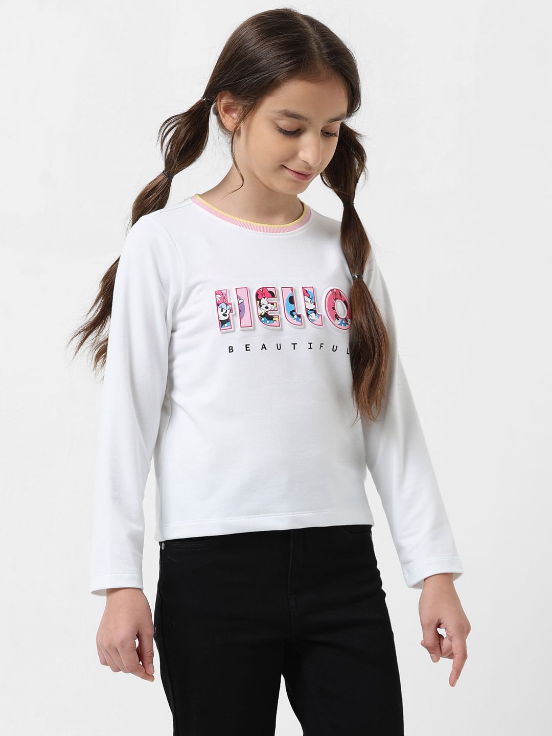 Girl X Disney White Hello Text T-Shirt